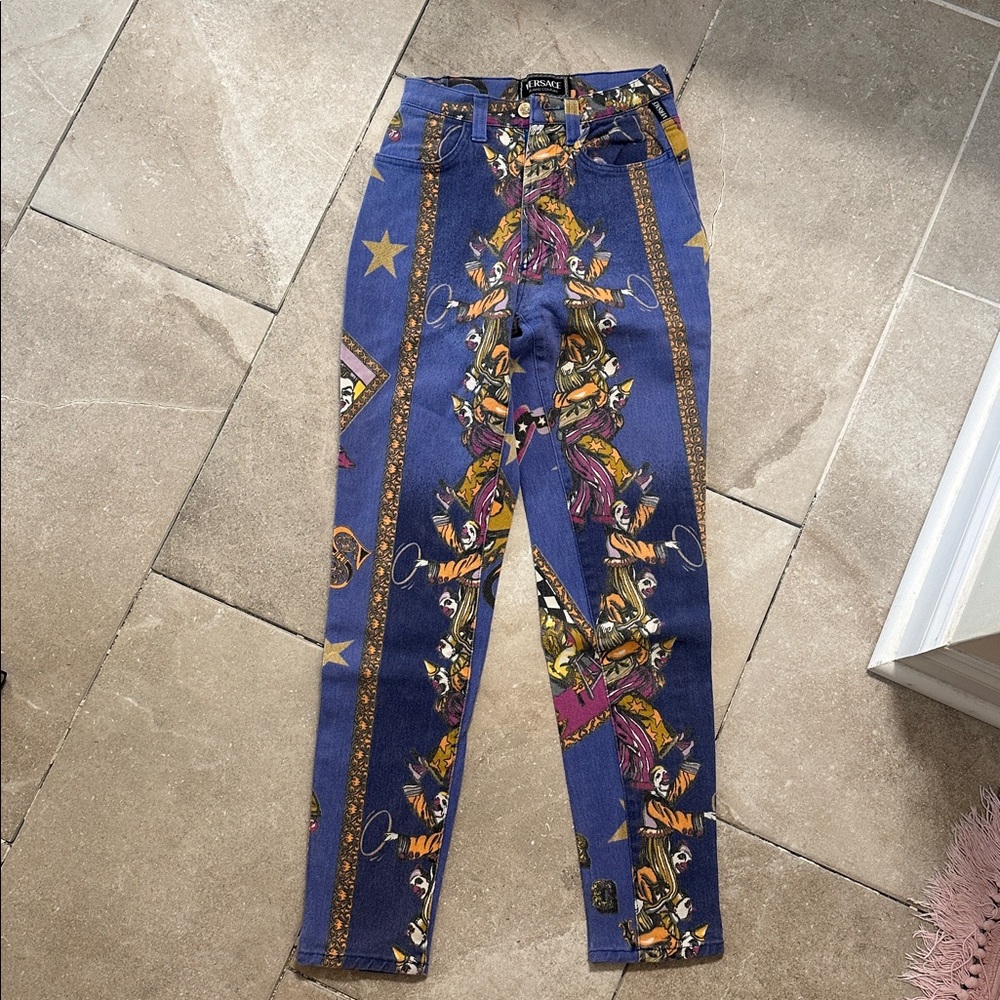 Versace Vintage Rare Circus Print Jeans